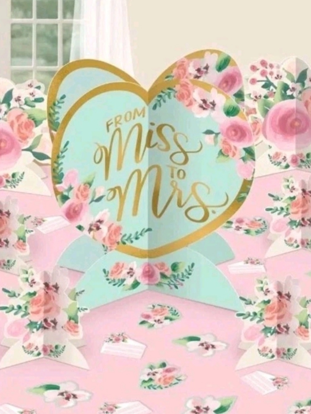 "Mint to Be" From Miss To Mrs Floral Bridal Shower Table Decor 3 Packs Lot NWT